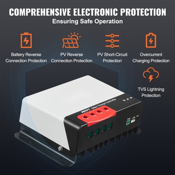 30A MPPT solcellelader, 12V/24V automatisk indgang, regulerer solpaneloplading med Bluetooth, 98% effektivitet til AGM