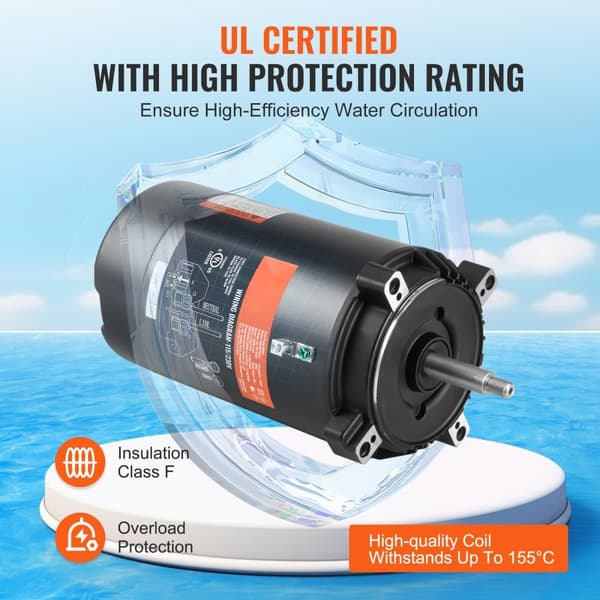 1HK poolpumpemotor 115/230V 9,8/4,9A 56J 3450RPM med 90μF/250V kondensator - effektiv drift til din pool.