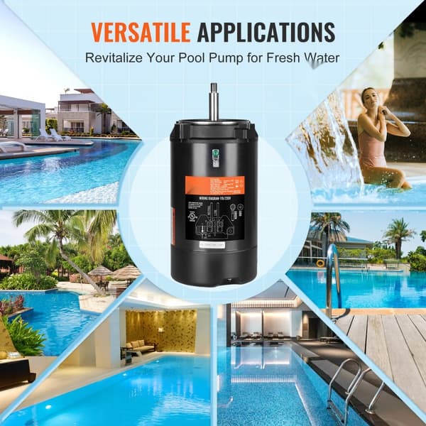 1HK poolpumpemotor 115/230V 9,8/4,9A 56J 3450RPM med 90μF/250V kondensator - effektiv drift til din pool.