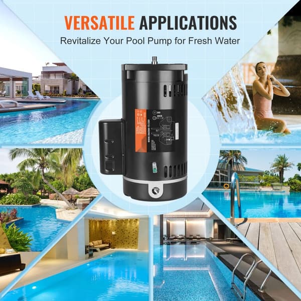1HP poolpumpmotor 115/230V 9/4,5 ampere 56Y 3450RPM 90μF/250V kondensator
