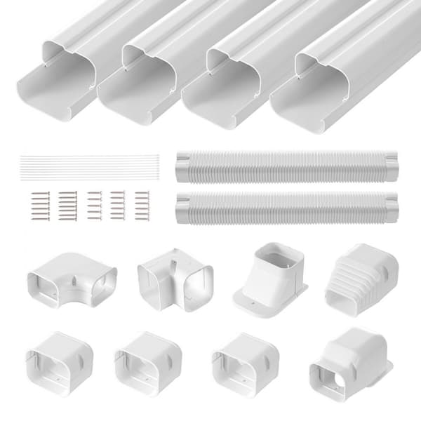 Mini Split Line -sarjan 76,2 mm kansi, 5350 mm PVC-putkilinjasuoja ilmastoinnille, 4 kanavaa, helppo asentaa.