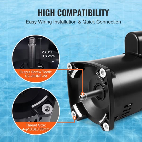 1,5HK svømmeanlægspumpemotor 115/230V 12,8/6,4A 56Y 3450RPM med 90μF/250V kondensator. Ideel til pooldrift.