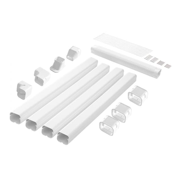Mini Split Line -sarjan 76,2 mm kansi, 4830 mm PVC-suojus ilmastointilaitteelle, 4 kanavaa, helppo asentaa, valkoinen.