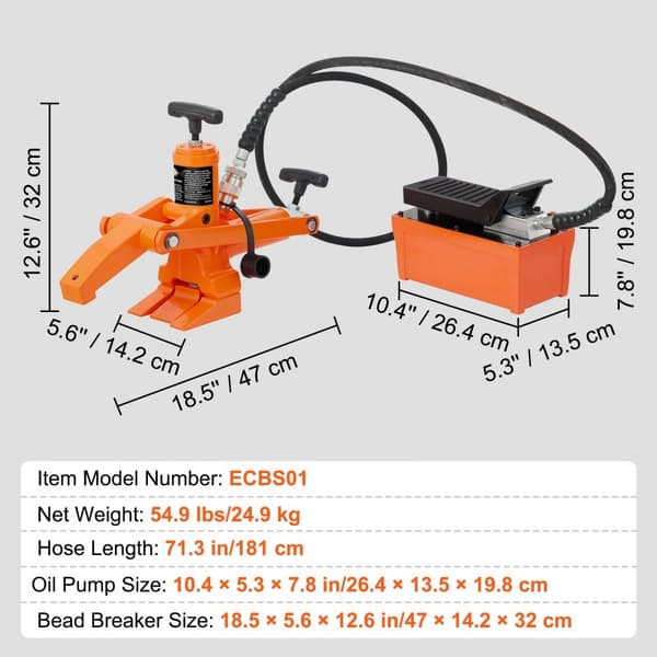 Hydraulisk pärlbrytare 10000 PSI med metallfotpump, kraftig för traktorer, lastbilar, bussar och ATV.