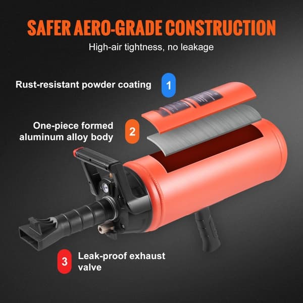 Dækperlebeholder, 2,4 Gal/9 L luftblæser til dækperler, 150 PSI håndholdt Bazooka, bærbar pumpe til traktor og bilreparation.