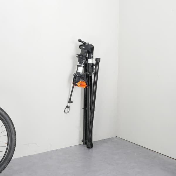 Cykelreparationsstativ i aluminium, 30 kg, justerbart, foldbart med magnetisk værktøjsbakke - perfekt til cykelvedligeholdelse derhjemme.