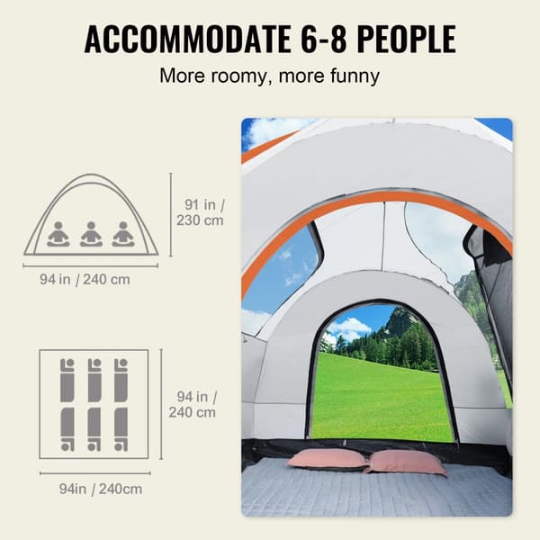 SUV-campingtelt til 6-8 personer, inkl. vandtæt regnlag og bæretaske. Perfekt til camping med bil!