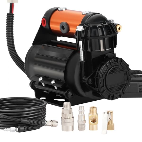 Den bærbare 12V luftkompressor til offroad dæk med 150 PSI og 3,5 CFM - ideel til hurtigt og effektivt pumpning.