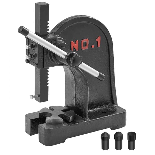 Arbor Press, 1 tonnin käsikäyttöinen puristin, max korkeus 5,9", valurautainen, tarkka leimaus ja muotoilu.
