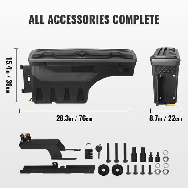 Förvaringslåda för lastbilsbädd, låsbar gunglåda, 6,6 Gal/25 L ABS, vattentät och hållbar, passar Ford F-150 2015-2021.