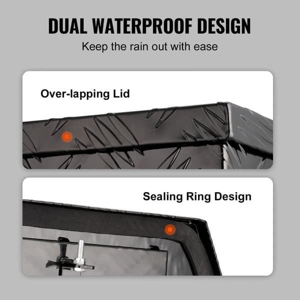 Trailer Tungeboks, Aluminium Diamantplade Værktøjskasse, Robust opbevaringsboks med lås til Pickup, RV og Trailer, 33"x19"x18".