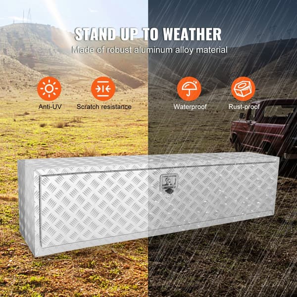 Undervognskasse 60"x17"x18", kraftig aluminium diamantværktøjskasse, med lås, vandtæt til lastbil og traileropbevaring.