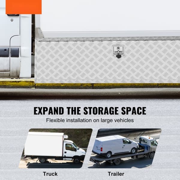 Undervognskasse 60"x17"x18", kraftig aluminium diamantværktøjskasse, med lås, vandtæt til lastbil og traileropbevaring.
