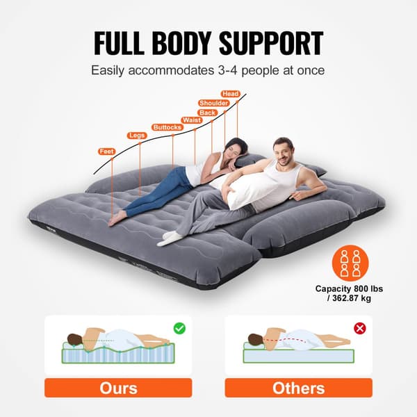 Oppustelig bilmadras til lastbil 6-6,5 fod med pumpe – perfekt til camping og kortere sengepladser.