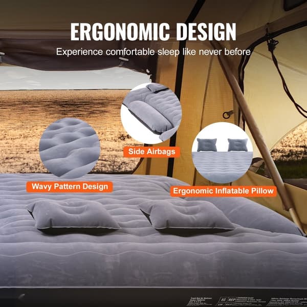 Oppustelig bilmadras til lastbil 6-6,5 fod med pumpe – perfekt til camping og kortere sengepladser.