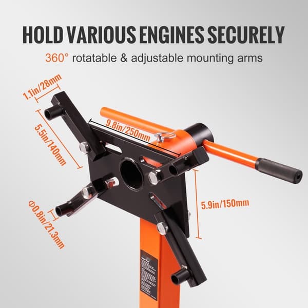 Motorstativ 1500LBS Fällbart Motorlyft Dolly med justerbart monteringshuvud