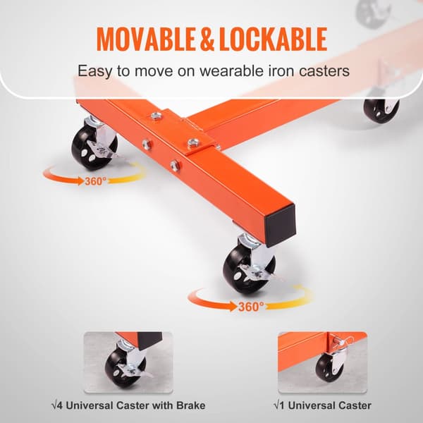 Motorstativ 1500LBS Fällbart Motorlyft Dolly med justerbart monteringshuvud