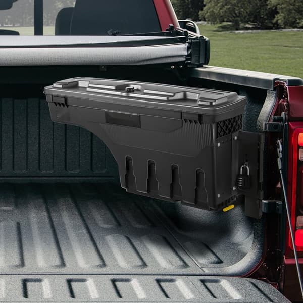 Låsbart truckbäddsförvaringslåda, vattentät ABS, 6,6 Gal/20 L, lösenordshänglås, Dodge Ram 1500 2019-2021, svart.