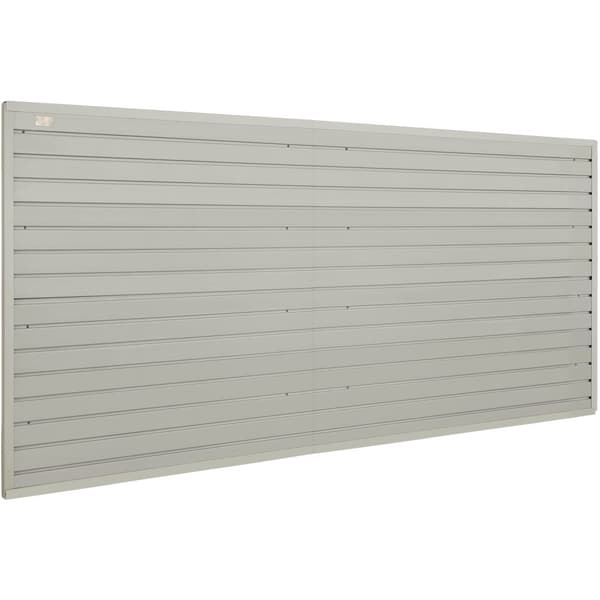 Slatwall-paneler, 4ft x 1ft grå garagevægpaneler (12"H x 48"L) i sæt af 8, robuste til garageopbevaring og detaildisplay.