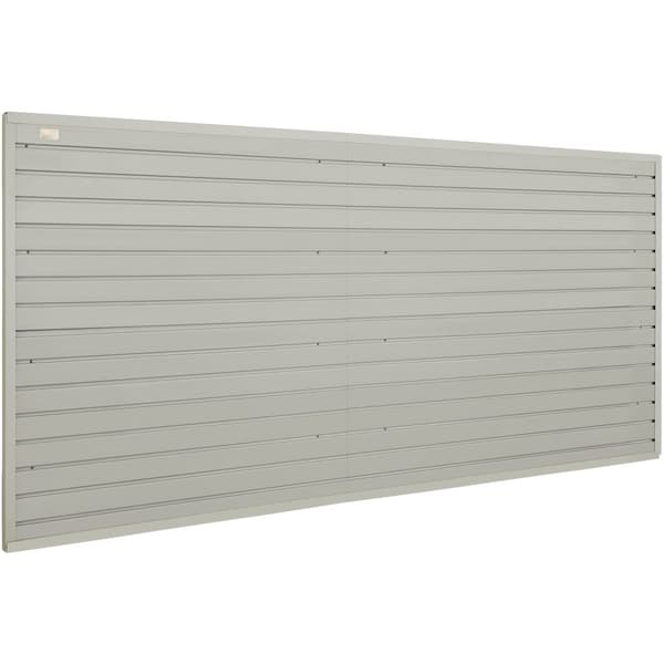 Slatwall-paneler, 4ft x 1ft grå garagevægpaneler (12"H x 48"L) i sæt af 8, robuste til garageopbevaring og detaildisplay.