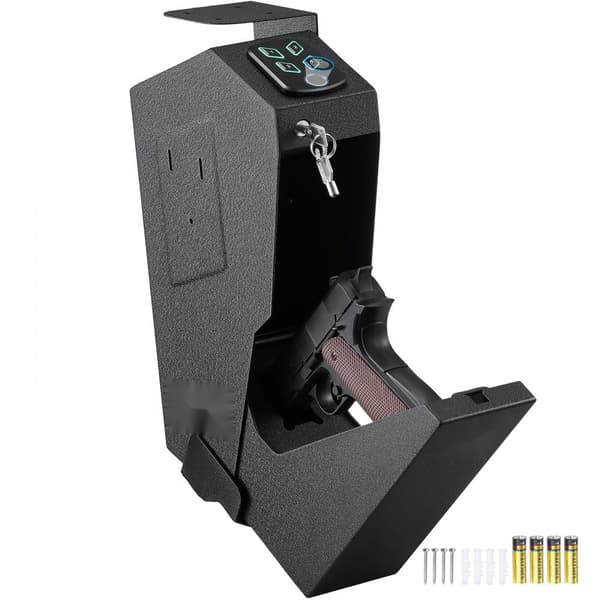 Pengeskab til pistoler med biometrisk lås og 3 adgangsmetoder. Sikker opbevaring af én pistol.