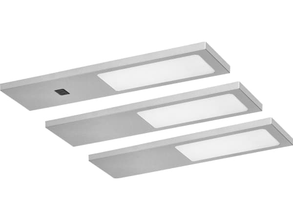 Orno PLANA sett med 3 LED-lamper under skapet, 3x4W, 3x240lm, 4000K, med kontaktløs bryter, grå
