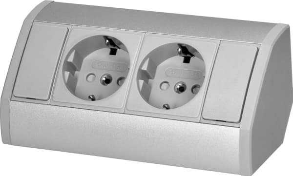 Orno Sockel 2x2P+Z (Schuko), grå och silver