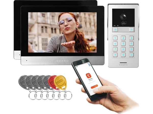 Orno GAYD MULTI2, to-familie video intercom, 2-leder, 8", Wi-Fi, berøringsskjerm, 2MP Full HD, RFID, kryptering