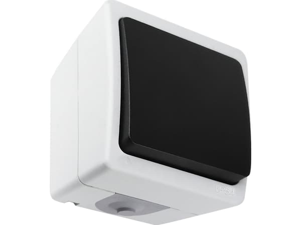 Orno Yksinapainen kytkin AQUATIC MINI IP 54 Valkoinen-Musta, 10 kpl, 10 kpl