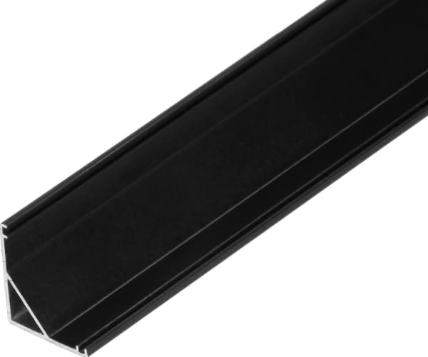 Ornos Aluminiumsprofil for LED-lister, 2000 x 15,8 x 15,8 mm, hjørne, sort, i sett med 50 stk.