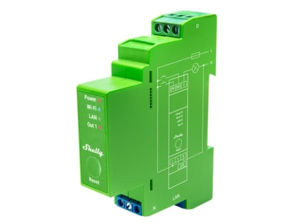 Shelly Pro Series 1PM - - trådlös - 802.11b/g/n, Bluetooth 4.2 - 2400 - 2495 MHz Blå, Grön, Grå