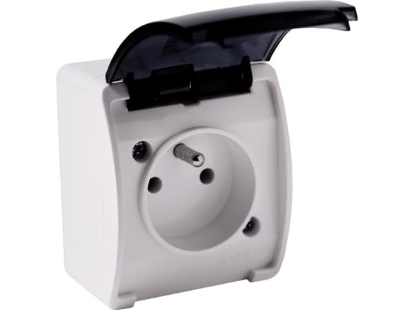 Orno AQUATIC yksittäinen 2P+Z pistorasia, IP44, valkoinen savustettu, 10 kpl.
