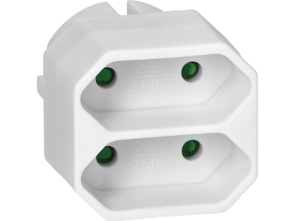 Orno 2x2P Euro-jakotukki, valkoinen, 20 kpl.