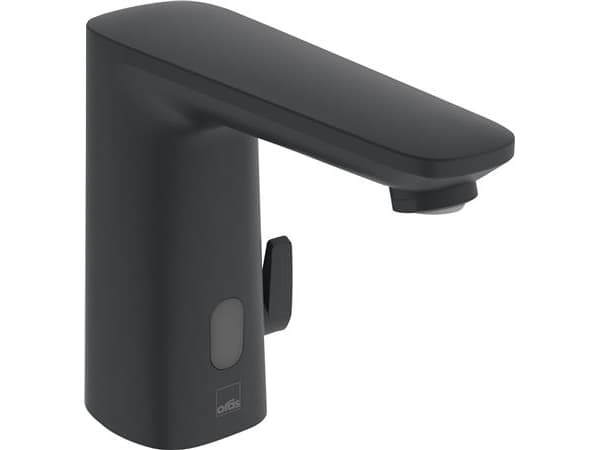 Oras Electra 9210FZ-33 berøringsfri håndvaskarmatur · 3V/117mm tud · 1h m/bl · t/hv u/bv · mat sort · komposit