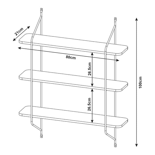 Vägghylla Østfold 100x80x21 cm stål vit [en.casa]