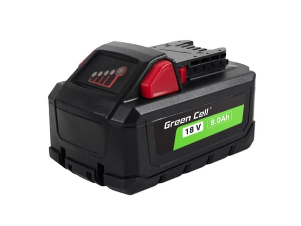 Green Cell PTML18V8, Svart, Röd, Litium-Ion (Li-Ion), 8 Ah, 144 wh, 18 V, 84 mm