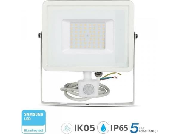 V-TAC flomlys V-TAC 50W LED-projektor SAMSUNG CHIP Bevegelsessensor Avskjæringsfunksjon Hvit VT-50-S 3000K 4000lm 5 års garanti