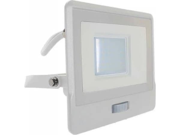 V-TAC flomlys V-TAC 30W LED-projektor SAMSUNG CHIP Bevegelsessensor Hvit kabel 1M VT-138S-1 6400K 2340lm 5 års garanti