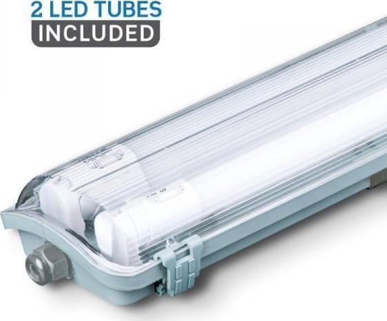 V-TAC Hermetic LED-armatur V-TAC PC/PC 2x120cm (2 x 18W) (LED-rør inkl.) VT-12023 4000K 3400lm