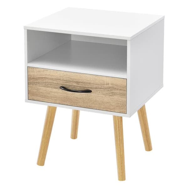Sängbord Gävle set om 2 ekfärg vit 57x42x40 cm [en.casa]
