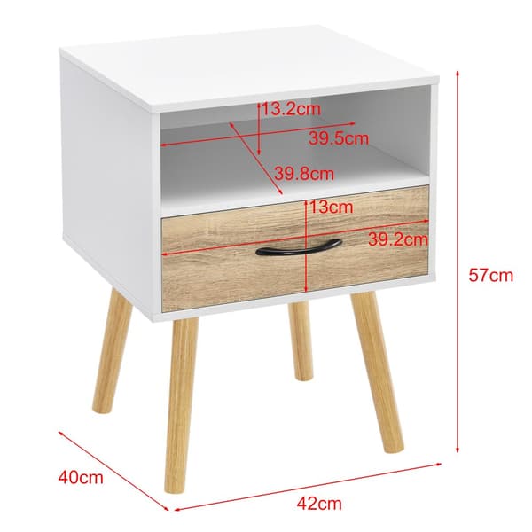 Sängbord Gävle set om 2 ekfärg vit 57x42x40 cm [en.casa]