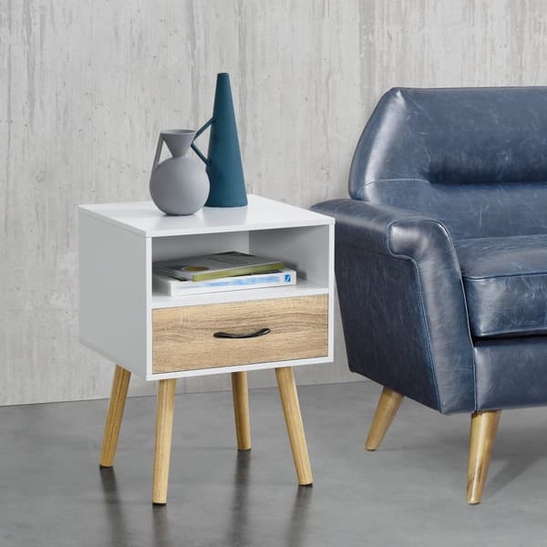 Sängbord Gävle set om 2 ekfärg vit 57x42x40 cm [en.casa]