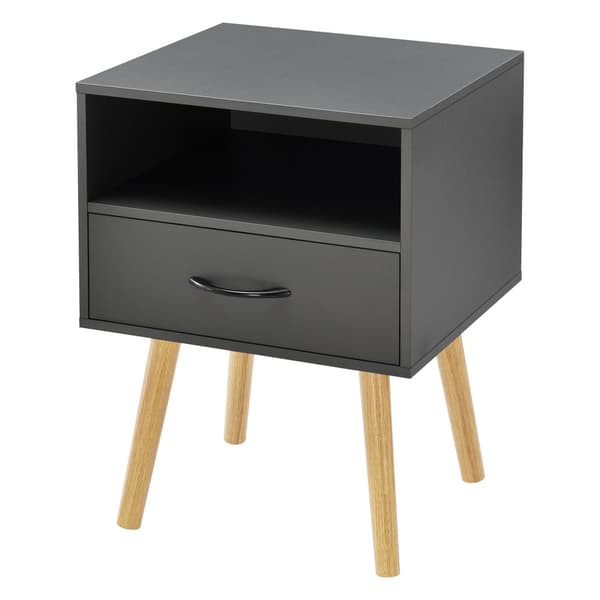Sängbord Gävle set om 2 mörkgrå 57x42x40 cm [en.casa]