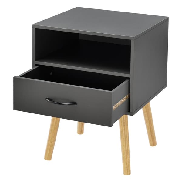 Sängbord Gävle set om 2 mörkgrå 57x42x40 cm [en.casa]