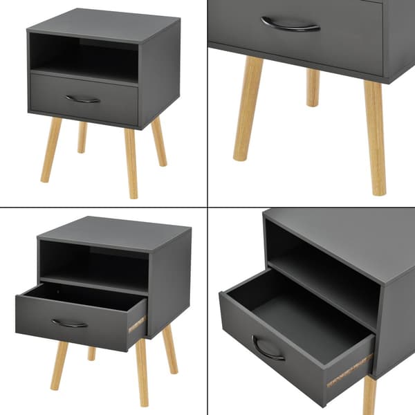 Sängbord Gävle set om 2 mörkgrå 57x42x40 cm [en.casa]