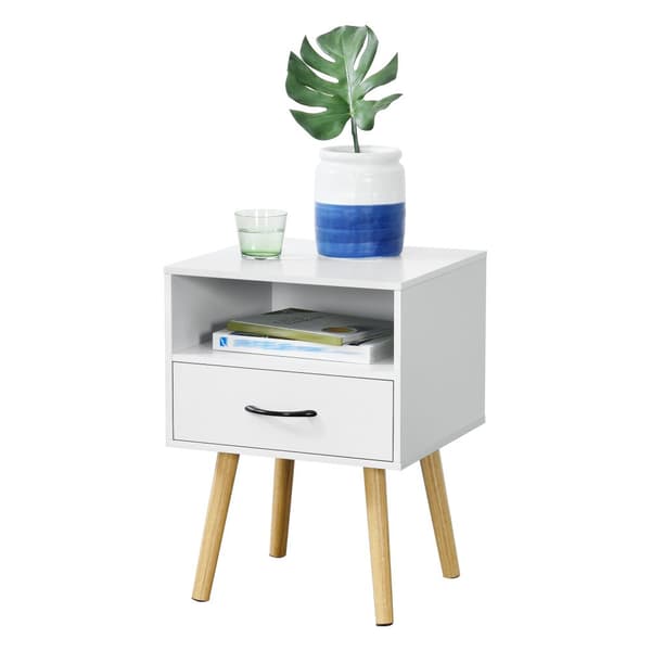 Sängbord Gävle set om 2 vit 57x42x40 cm [en.casa]