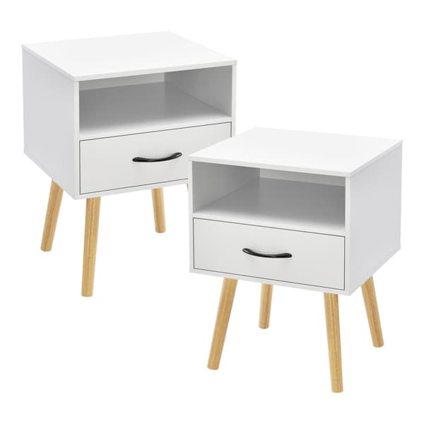 Sängbord Gävle set om 2 vit 57x42x40 cm [en.casa]