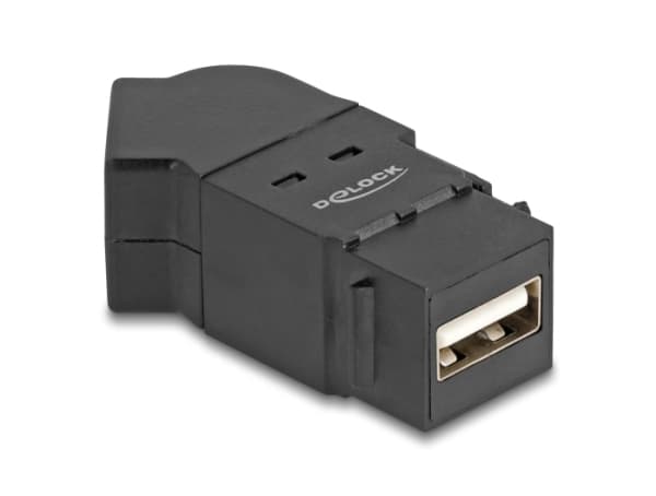 Delock - USB-adapter - USB (hona) kan monteras på panel till USB (hona) vinklad - USB 2.0 - trapetsjack - svart