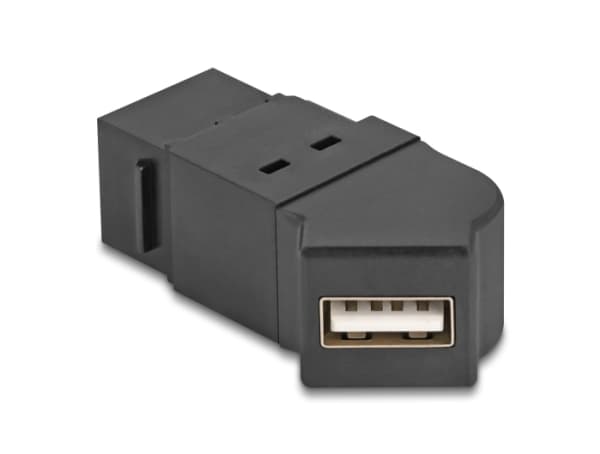 Delock - USB-adapter - USB (hona) kan monteras på panel till USB (hona) vinklad - USB 2.0 - trapetsjack - svart