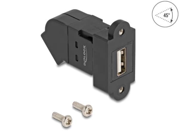 Delock - USB-adapter - USB (hona) kan monteras på panel till USB (hona) vinklad - USB 2.0 - trapetsjack - svart